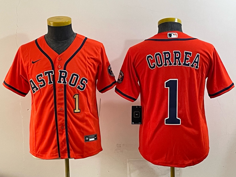 Women Houston Astros #1 Correa orange 2025 Nike MLB Jersey 001->women mlb jersey->Women Jersey